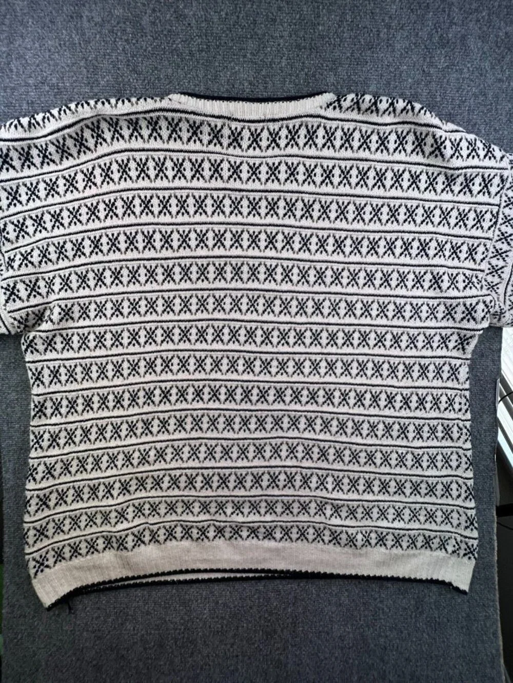 VTG Bill Blass Sweater Fair Isle Hand Framed USA Grandpa Blue White XL (1X) Men